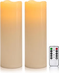 4" x 12" Large Waterproof Outdoor Flameless Candles Battery Operated LED Flickering Pillar Candles with Remote and Timer for Indoor Outdoor Lanterns, Off White, Long Lasting, Set of 2