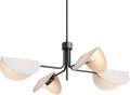 SEOL-Light 4-Light Fold White Linen Blossom Shades Chandelier with Black Metal Stems,E12,160W,30" Dia Large;