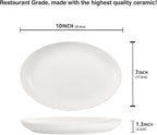 Ceramic Serving Platters Set of 4, White 10 Inch Oval Relief Platters, Entertaining Modern Kitchen Dishes, for Dinner, Fruit, Salad, Pasta - Microwave, Oven & Dishwasher Safe