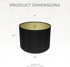 Royal Designs, Inc. Shallow Drum Hardback Lamp Shade, HB-610-16BLK/GL, Black, 15 x 16 x 10