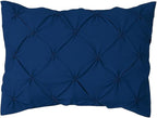 COTTON STICH 20X40 Navy Blue Pinch Pleated Pillow Shams Set of 2, Zipper Closure Hotel Quality 100% Egyptian Cotton 600 Thread Count Gorgeous Decorative Pinch King Pillow Sham Set