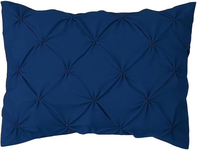 COTTON STICH 20X40 Navy Blue Pinch Pleated Pillow Shams Set of 2, Zipper Closure Hotel Quality 100% Egyptian Cotton 600 Thread Count Gorgeous Decorative Pinch King Pillow Sham Set
