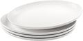 Ceramic Serving Platters, White Oval Relief Platters, Entertaining Modern Kitchen Dishes, for Dinner, Fruit, Salad, Pasta - Microwave, Oven&Dishwasher Safe, 12 Inch Oval Set of 4