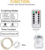 6-Pack 33FT 100 LED Fairy Lights Battery Operated with Remote & Timer, Fairy Christmas String Lights for Bedroom Decor, Waterproof 8 Modes Twinkle Lights for Room(Multicolor)…
