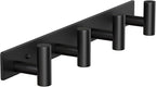 Wall Mounted Coat Rack-4 Hooks, Heavy Duty Stainless Steel Wall Hooks for Towel Coat Bag, Hat Rack Coat Hanger Coat Hooks Towel Racks for Bathroom Entryway Kitchen Hotel Office (Black, 1 Pack)
