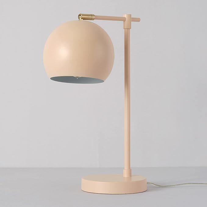 GLOBE Electric 52285 Hannah 18" Desk Lamp, Matte Pink, Brass Pivot Joint, in-Line On/Off Rotary Switch