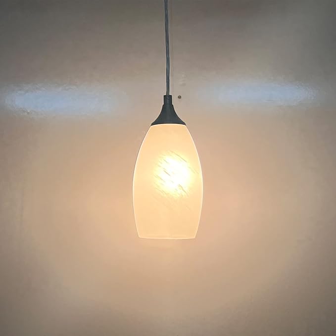 3 Pack 1 Light Indoor Mini Hanging Kitchen Island Pendant Lamps 4.75" Handcrafted Frosted Glass Chandelier Shade Brushed Nickel Finish Bar Dining Room Over Sink