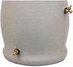Impressions Corsican Decorative Rain Barrel, 50 Gallon Capacity,Unique Textured White Ceramic Look with Brass Spigots Finish, Modern Design