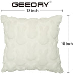 GEEORY Easter Bunny Soft Plush Pillow Covers, 18 x 18 Inch Set of 2, Fluffy Faux Fur Wool Decorative Farmhouse Cushion Case for Sofa Home Decoration Cream GC013-18