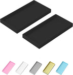 Vanity and Bathroom Tray, 7.7" ABS Countertop Organizer,Waterproof Vanity Tray for Toilet Tank,Perfume,Soap,Keys,Bathroom Accessories,Kitchen and Bath Trays,Non Slip Small Trays,Black,2 Pack