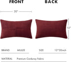 MIULEE Christmas Burgundy Corduroy Pillow Covers Pack of 2 Boho Decorative Spliced Throw Pillow Covers Soft Solid Couch Pillowcases Cross Patchwork Cushion Covers for Living Room Bed Sofa 12x20 inch