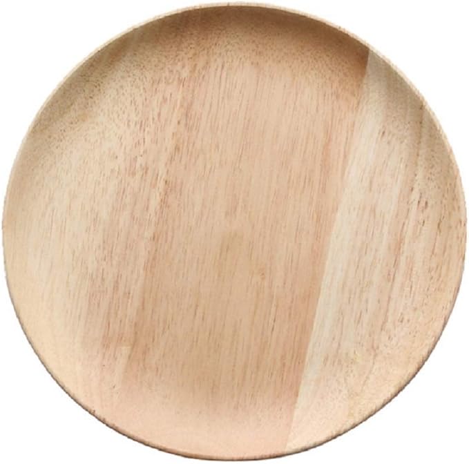 HomeImpel 2 Pack 9.45 inch Round Acacia Wood Dish, Plate for Food, Sweets, Fruit, Dessert, Coffee, Dinner, Tableware, Home Decoration