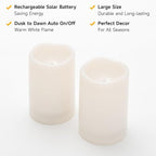 NURADA Large Outdoor Solar Candles Waterproof - 6" x 4" Rechargeable Solar Powered Flameless LED Pillar Flickering Candle for Patio Porch Lanterns Decor - Ivory White Set of 2