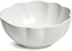 Sango 12 Pieces Scalloped Dinnerware Set, Modern White Dishes for 4, Premium Serving Plates & Bowls Sets, Chip & Scratch Resistant, Ceramic Dishware, Kitchen Dish, Microwave & Dishwasher Safe, Bethany