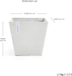 Ecopots Rotterdam Durable Modern Square Indoor/Outdoor Recycled-Based Composite Flower Planter, Pure White, 15.75"