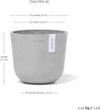 Ecopots Oslo Mini Durable Modern Round Indoor/Outdoor Recycled-Based Composite Flower Pot Planter, White Grey, 6"
