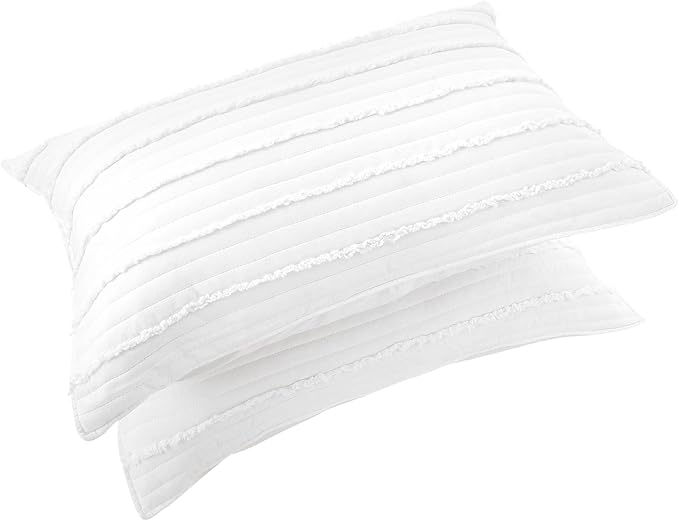 BOSOWOS Queen Size Pillow Shams Set of 2, Ultra Soft Breathable 20 x 30 Inches Pillow Case Envelope Closure, Microfiber Farmhouse Bed Pillowcases for Easy Care, White