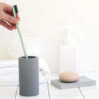 2 Pack Toothbrush Holder Bathroom Diatomite Toothbrush Organizer Stand, Water Absorption Fast Drying Toothbrush Cup Holder for Electric Toothbrush Toothpaste Razor Makeup Brush (Dark Grey+Light Grey)