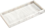 DNC 7.9" Small Silicone Bathroom Vanity Tray for Counter, Kitchen Sink Soap Tray for Dish Holder Dispenser Countertop Toilet Tank Desk Organizer Marble White