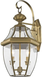 Livex Lighting 2251-07 Monterey 2 Light Outdoor Bronze Finish Solid Brass Wall Lantern with Clear Beveled Glass, 20.25" x 10.5" x 20.25"