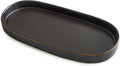 10x5 Bathroom Vanity Tray, Oval Ceramic Decorative Perfume Candle Tray for Bathroom/Kitchen Counter, Black