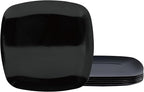 TP 10.5" Melamine Square Dinner Plates, 6-piece Plate Set Unbreakable Serving Dishes for Indoors and Outdoors, Unbreakable Dinner Service for 6, Black