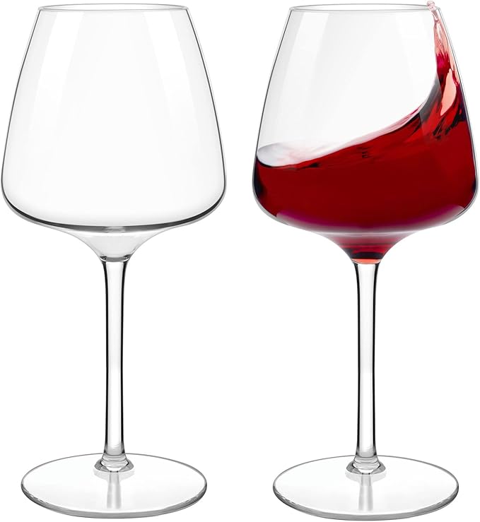 MICHLEY Floating Wine Glasses for Pool Unbreakable Tritan Plastic Red Wine Glasses with Stem Poolside Floating Cups 20.5 OZ, Dishwasher Safe, Set of 2