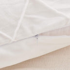 JAUXIO Diamond Pinch Pleated Crystal Velvet Pillowcases 2 Pack Solid Pintuck Throw Cushion Cover for Home Decor Hidden Zipper Closure (White, King)