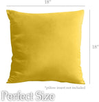 lalaLOOM Velvet Throw Pillow Covers, Set of 2, 18x18 Decorative Square Pillows Home Decor, Soft Accent Cases, Silky Machine Washable Pillowcases for Sofa, Couch, Bedroom, Living Room, Golden Yellow
