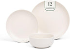 Larder & Vine 12-Piece Melamine Dinnerware Set: Durable, Lightweight, Break-Resistant Plates & Bowls – Stylish, Non-Toxic, Dishwasher Safe – Ideal for Everyday Use, Indoor & Outdoor Dining – Ivory