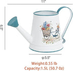 Small Watering Can for Indoor Plants Garden Metal Decorative Watering Can Outdoor Bonsai Balcony Courtyard Garden Flower Decorative, 1.5L, 50.7 Oz (White Blue)