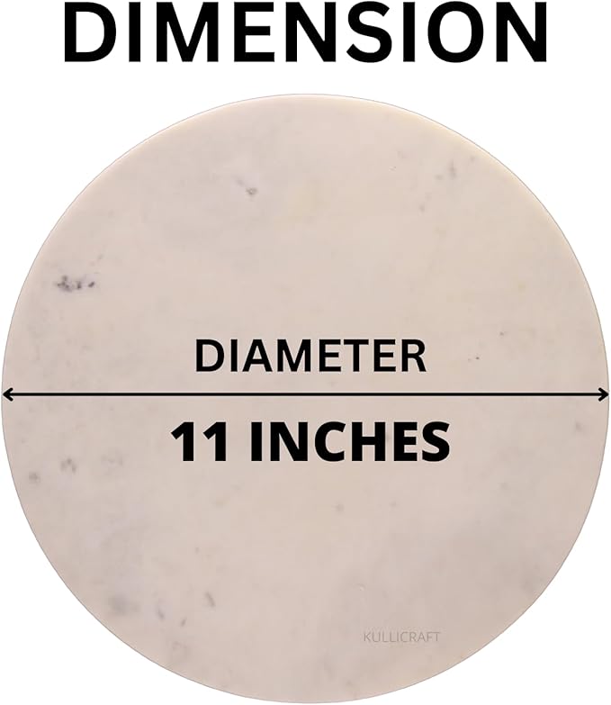 Multi-Purpose Round Shape Marble Cheese Tray | Cutting Board. Solid Large White With Non-Slip Feet For Stability & Scratch Protection. Easy To Clean,Trivet,White (11x11x0.5 Inches)