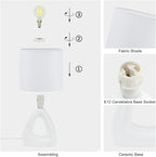 Lampwell LILA Small Modern Ceramic Table Lamp, Off White, 6.7x3.94xH11.8IN, Bulb Excluded, Kids & Night Table Lamp