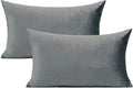 Grey Gray Rectangle Velvet Soft Solid Throw Pillow Cases Gray Cozy Decorative Lumbar Cushion Covers Home Decor for Couch Sofa Living Room Car 12x20 Set of 2
