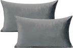 Grey Gray Rectangle Velvet Soft Solid Throw Pillow Cases Gray Cozy Decorative Lumbar Cushion Covers Home Decor for Couch Sofa Living Room Car 12x20 Set of 2