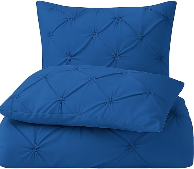 COTTON STICH King Pillow Shams Set of 2, Zipper Closure, New Blue Pinch Pleated Pillow Shams 20x36 Pillow Covers Hotel Quality 100% Egyptian Cotton 600 Thread Count Gorgeous Decorative