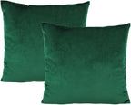 26x26 Inch Emerald Green Velvet Throw Pillow Covers Christmas Dark Green Cushion Cases Modern Decorative Cozy Soft Solid Square Home Decor for Bedroom Car Couch Sofa Office Pack of 2