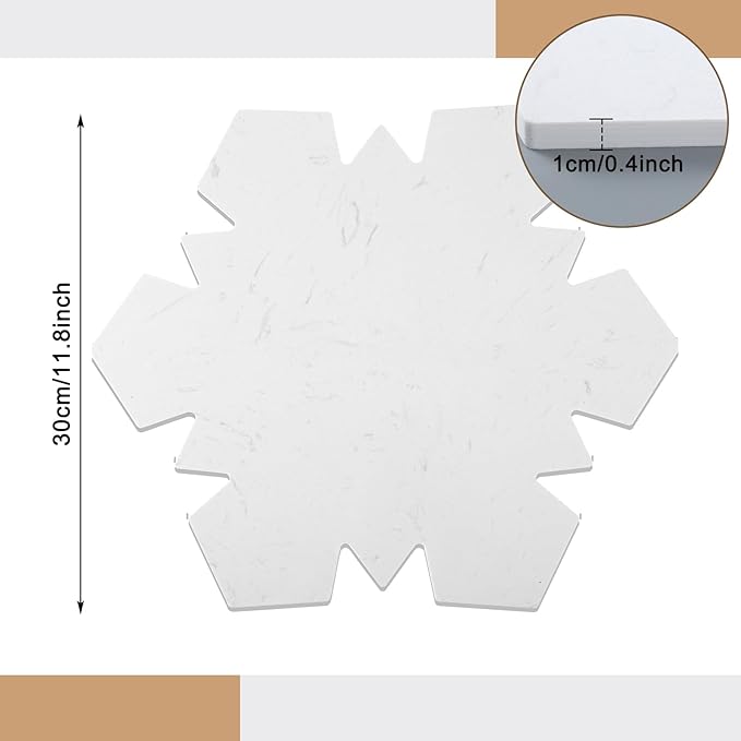 Snowflake Marble Cheese Board Charcuterie Cutting Tray Christmas Snowflake Marble Serving Decorative for Decoration Charcuterie Kitchen(White)