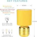 Lampwell Beno Small Table Lamp for Living Room as Bedside Table Lamp for Bedroom,Modern Ceramic Table Lamp,Kids Table Lamp,Night Table Lamp,Φ6.3×H11.81IN,Bulb Excluded,Yellow Gold Table Lamp