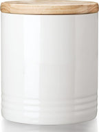 LEETOYI Ceramic Food Storage Jar with Seal Lid, Serving for Ground Coffee, Tea, Sugar, Salt and More - 31 Oz (White)