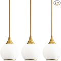 Pendant Lights Kitchen Island: 3 Pack Gold Light Fixture Modern with Frosted Glass - 10 Inch Mid Century Globe Kitchen Lighting Fixtures Ceiling for Foyer Bedroom