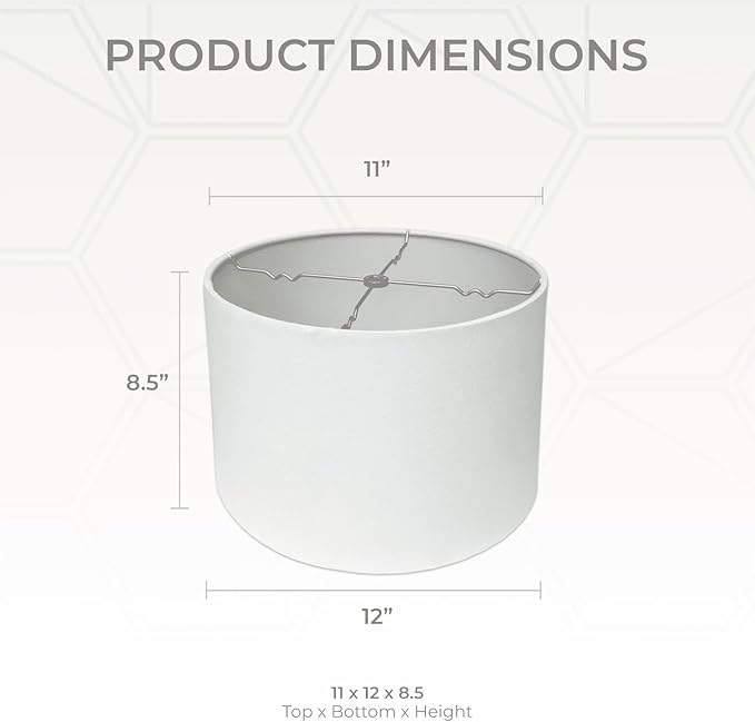 Royal Designs, Inc. HB-610-12LNWH Shallow Drum Hardback Lamp Shade, 11 x 12 x 8.5, Linen White