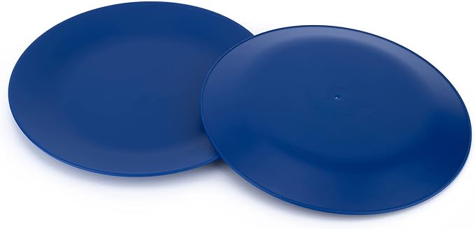 KX-WARE Plastic Plates Set of 12 - Unbreakable and Reusable 9.875 inches Dinner Plates, Navy Blue Color | Dishwasher Safe, BPA Free