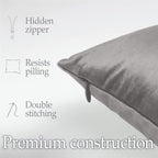 lalaLOOM Velvet Throw Pillow Covers, Set of 2 Decorative Square Pillows Home Decor, Soft Accent Cases, Silky Machine Washable Pillowcases for Sofa, Couch, Bedroom, Living Room, 16x16, Dark Gray