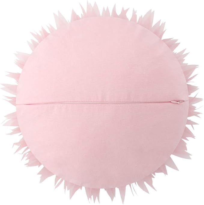 3D Pink Flower Pillow Decorative Round Throw Pillows Handmade Cute Daisy Accent Pillows Soft Floral Cushion for Bed Couch Chair Car Bedroom Living Room Home Decor Gifts 14Inch Pink and White