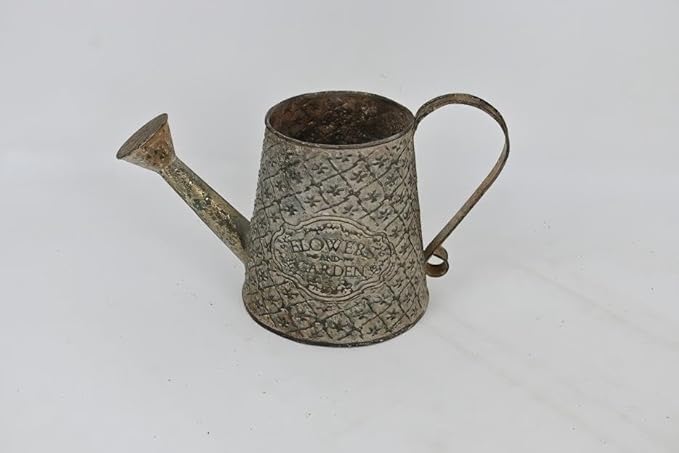 Vintage Metal Watering Can with Handle Rustic Farmhouse Watering Can Flower Pot Distressed Decorative Planter Retro Gardening Flower Bucket for Home Indoor Outdoor Garden Balcony Courtyard(Rust Color)