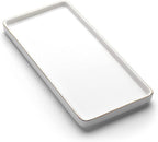 Gurygo 10" Bathroom Tray, Ceramic Vanity Trays for Bathroom, Small Ceramic Tray, Kitchen Soap Trays for Kitchen Counter (White with Gold-Edged, 10",Set/1)
