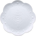 YBK Tech Elegant Round Embossed Lace Plate, Ceramic Serving Plate for Breakfast Afternoon Tea (White, 10-inch)