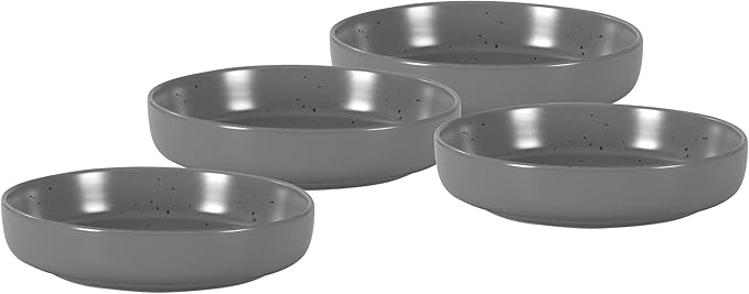HomeVss, Nordic Shape Rising Rim Stoneware 20pc Dinnerware Set, Matte Grey with Speckle Finished Effect
