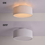 Ceiling Light, SPAKRSOR Modern Stripe Fabric Pendant Light Shade Flush Mount, Large White Drum Lampshade, Round Pendant Lamp, for Bedroom Living Room, Flush Chrome Matt, 3 Bulb, E26